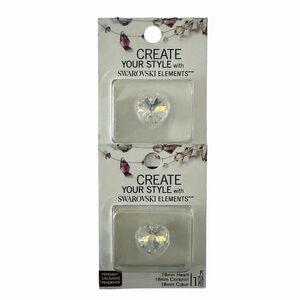 💜 Swarovski Elements Heart Crystal Pendants 18mm Set of 2 💜